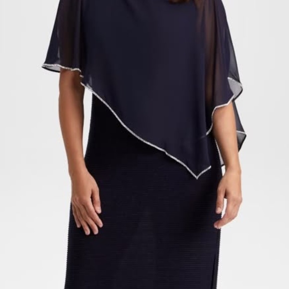 Size 16 - New Navy Rhinestone Detail Poncho Dress (never worn) - Picture 3 of 3
